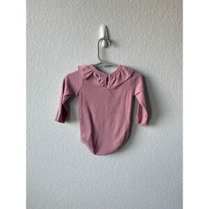 Grayson Mini Girls Ribbed Ruffle Collar COTTAGECORE Bodysuit 6-9m Pink